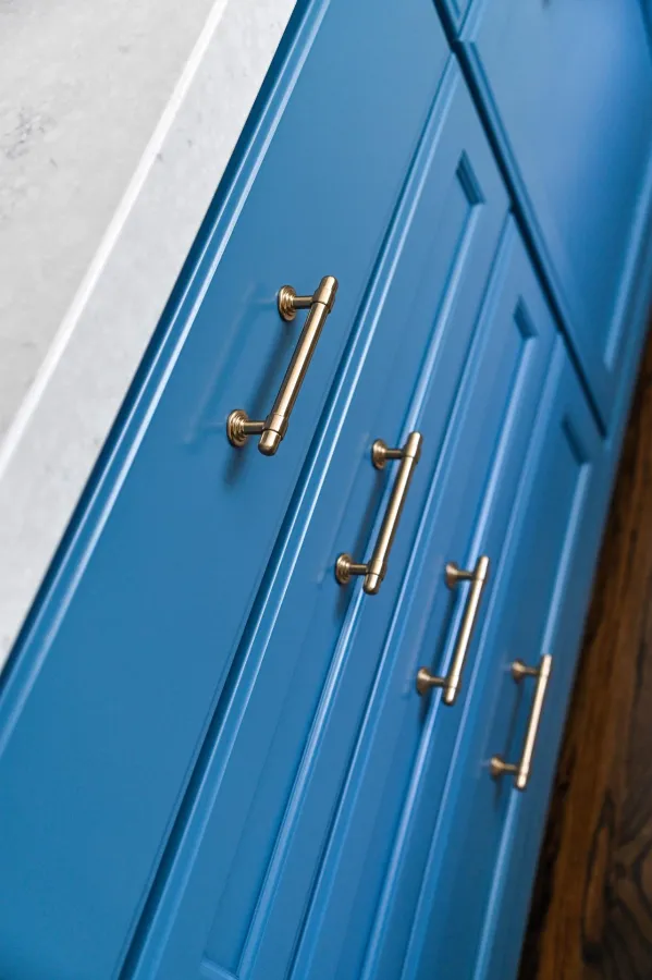 Blue cabinets close up